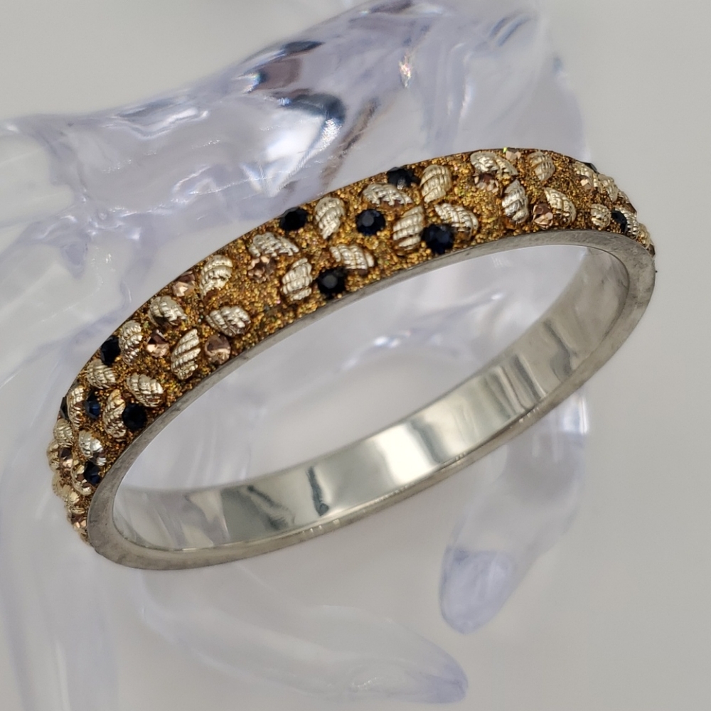 UNICEF Gold & Blue Rhinestone Bangle Bracelet